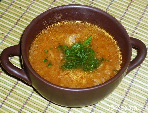 томатный суп с фрикадельками и рисом